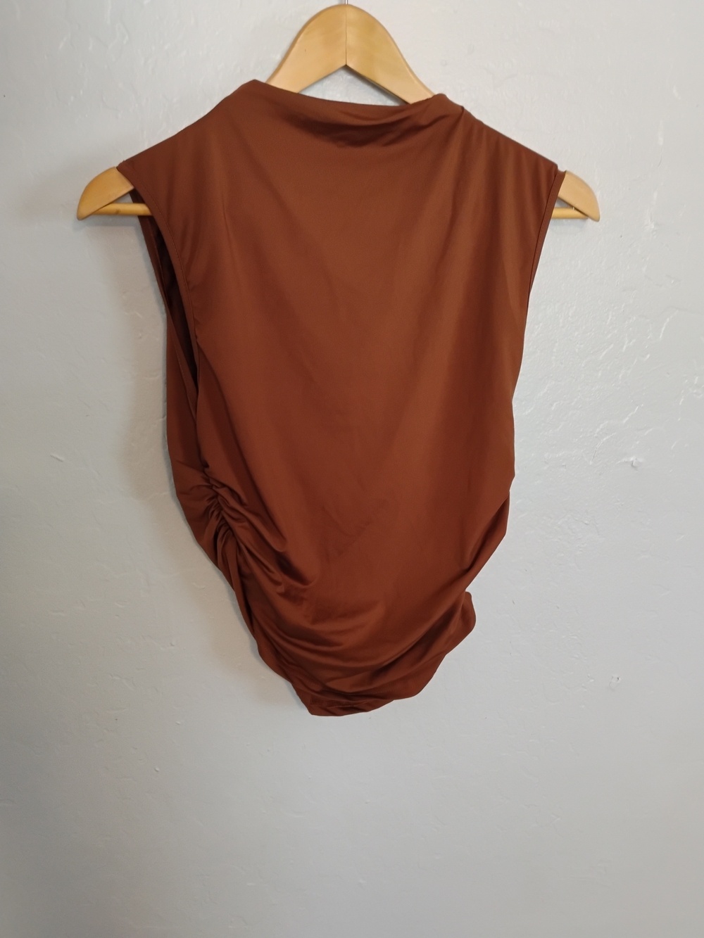 SHEIN Brown Sleeveless Ruched Side Tank Top Size L